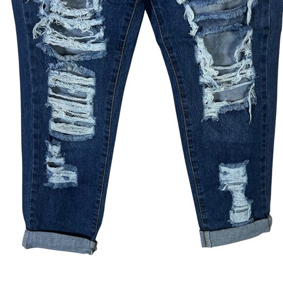 NWT Parisian ASOS Jeans Womens 2 Medium Wash Distressed Boyfriend Rigid Y2K - Picture 5 of 7